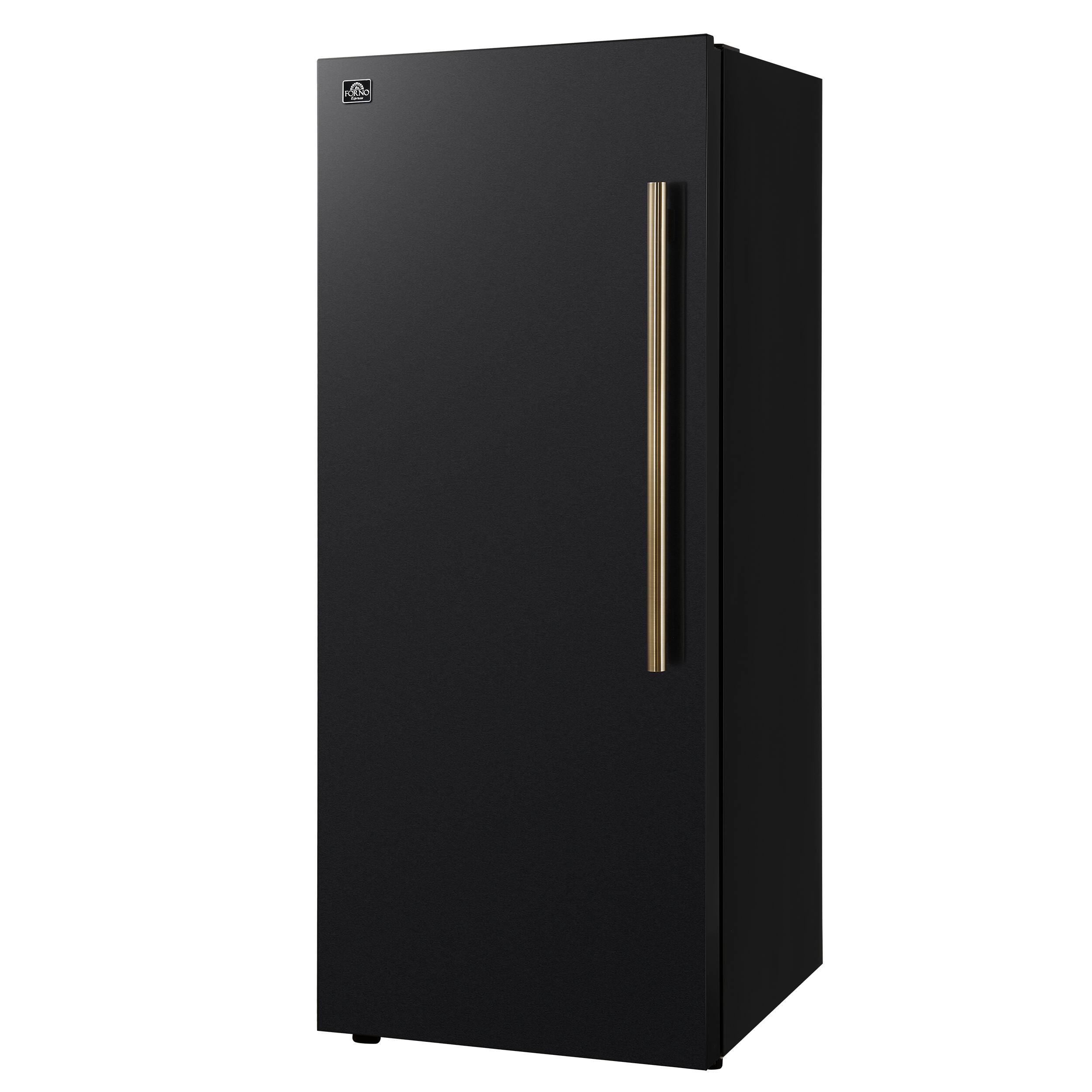 Angle. Forno Appliances - Maderno 13.6 Cu. Ft. Left Swing Upright Convertible Freezer with Antique Brass Handles - Black.