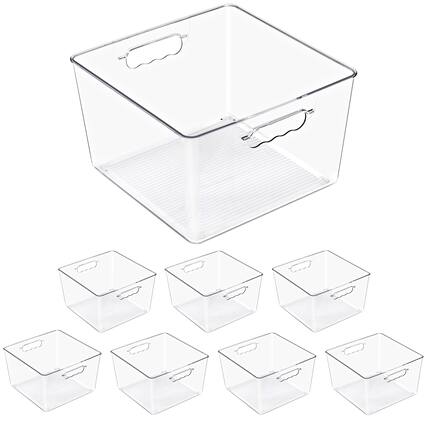 Front. Sorbus - Sorbus Clear Cube Storage Bins, 8 Pack Large Square Organizer Bins with Handles – Stackable Plastic Storage Containers - Clear.