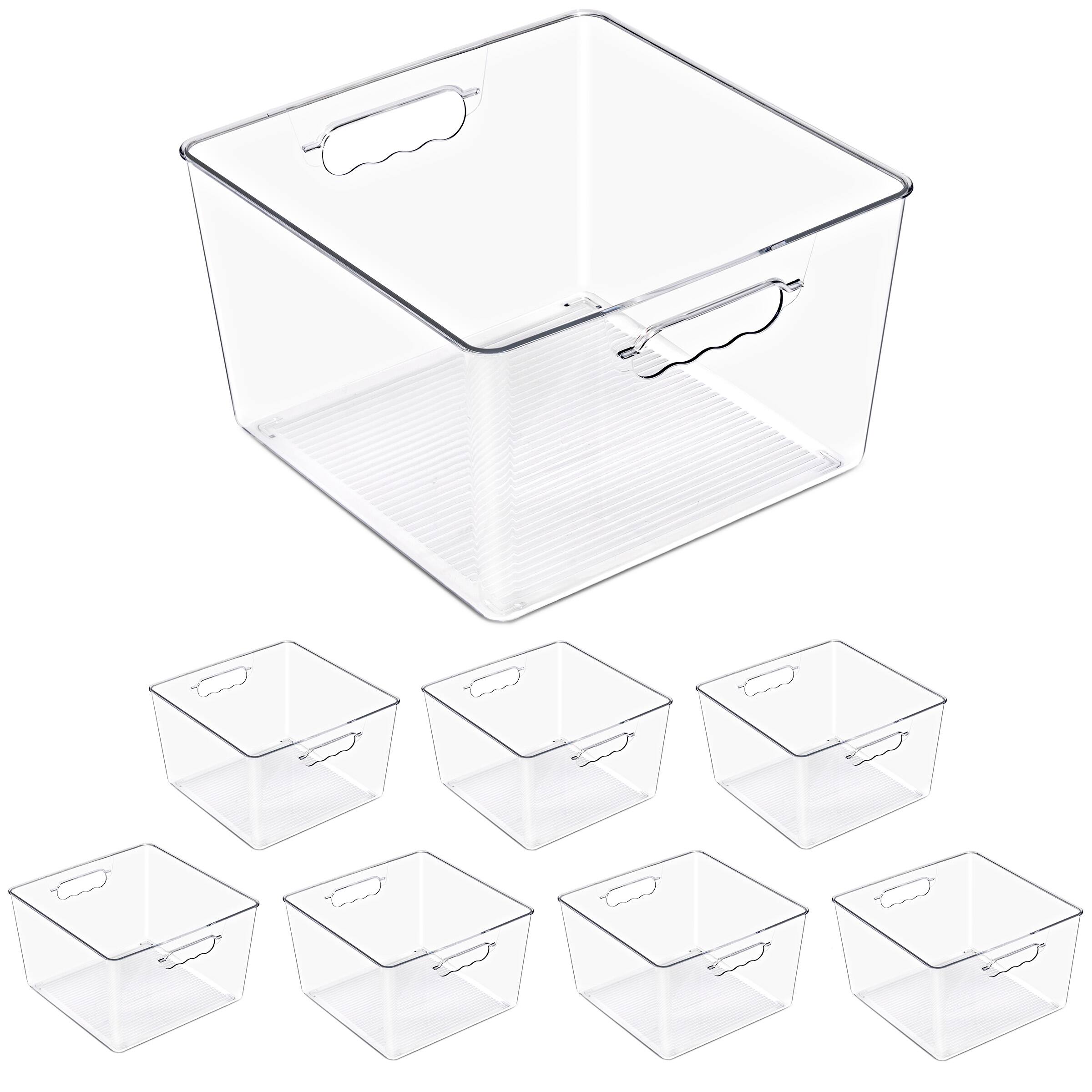 Front. Sorbus - Sorbus Clear Cube Storage Bins, 8 Pack Large Square Organizer Bins with Handles – Stackable Plastic Storage Containers - Clear.