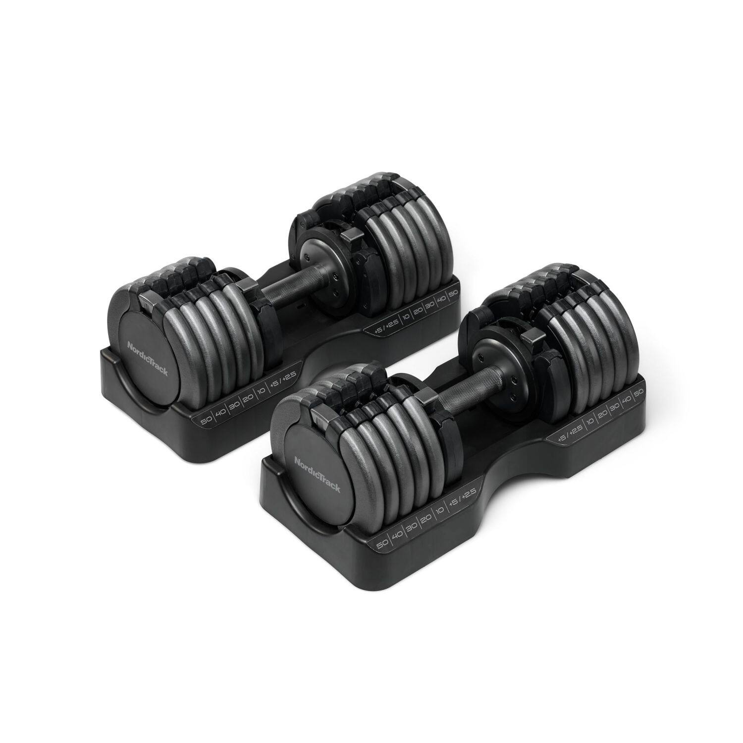 Set of Two NordicTrack 55 lb. Adjustable Dumbbells - Black