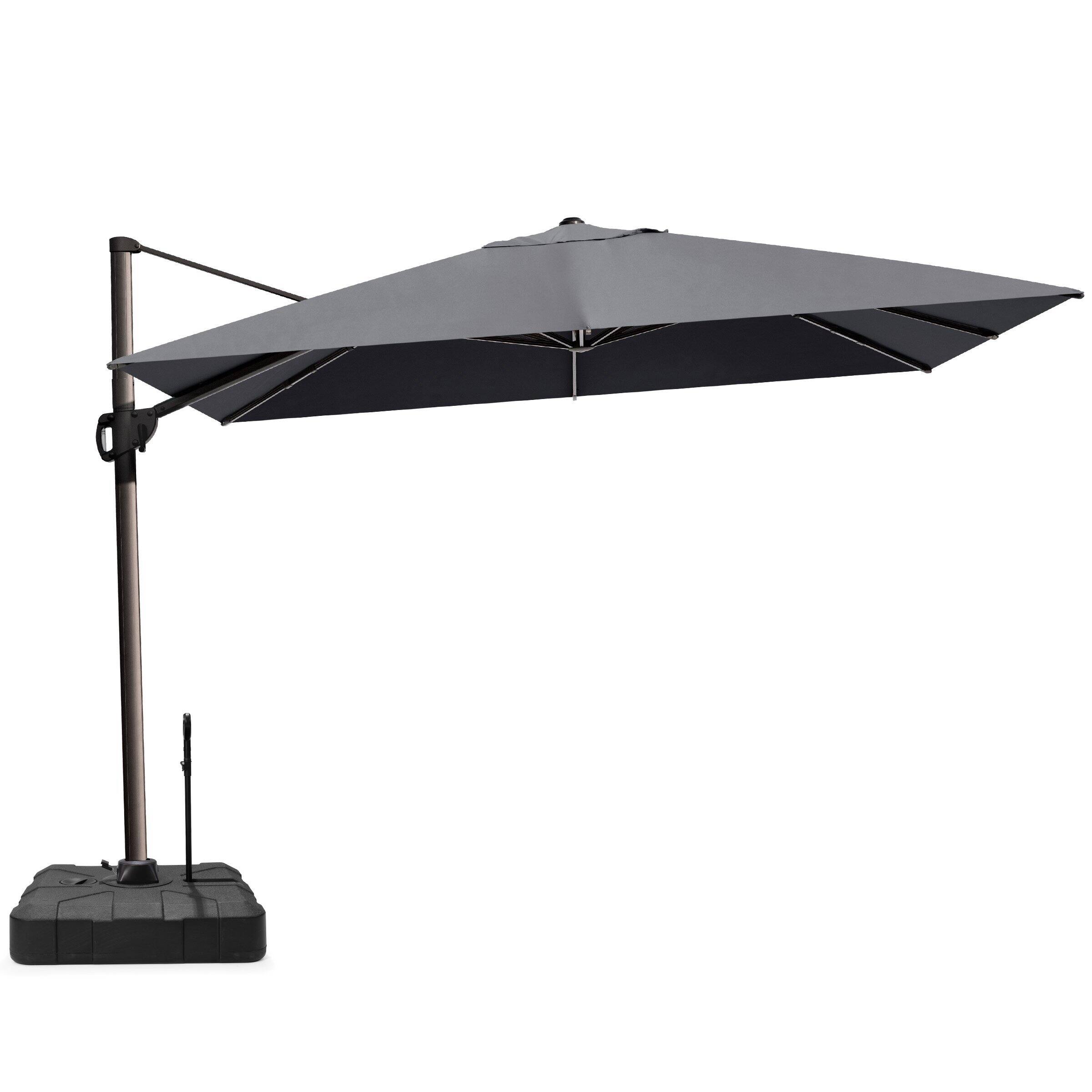 Angle. Crestlive Products - Crestlive Products 12-ft Aluminum Dark Gray Slide-tilt Cantilever Patio Umbrella with base - Dark gray.