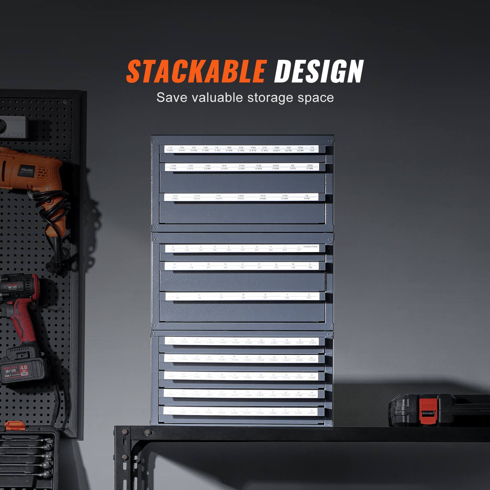STACKABLE DESIGN  
Save valuable storage space