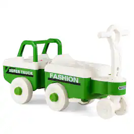 Costway - 4 in 1 Ride on Push Car,Sliding Walking Car with Trailer, Music, Under-Seat Storage - Green