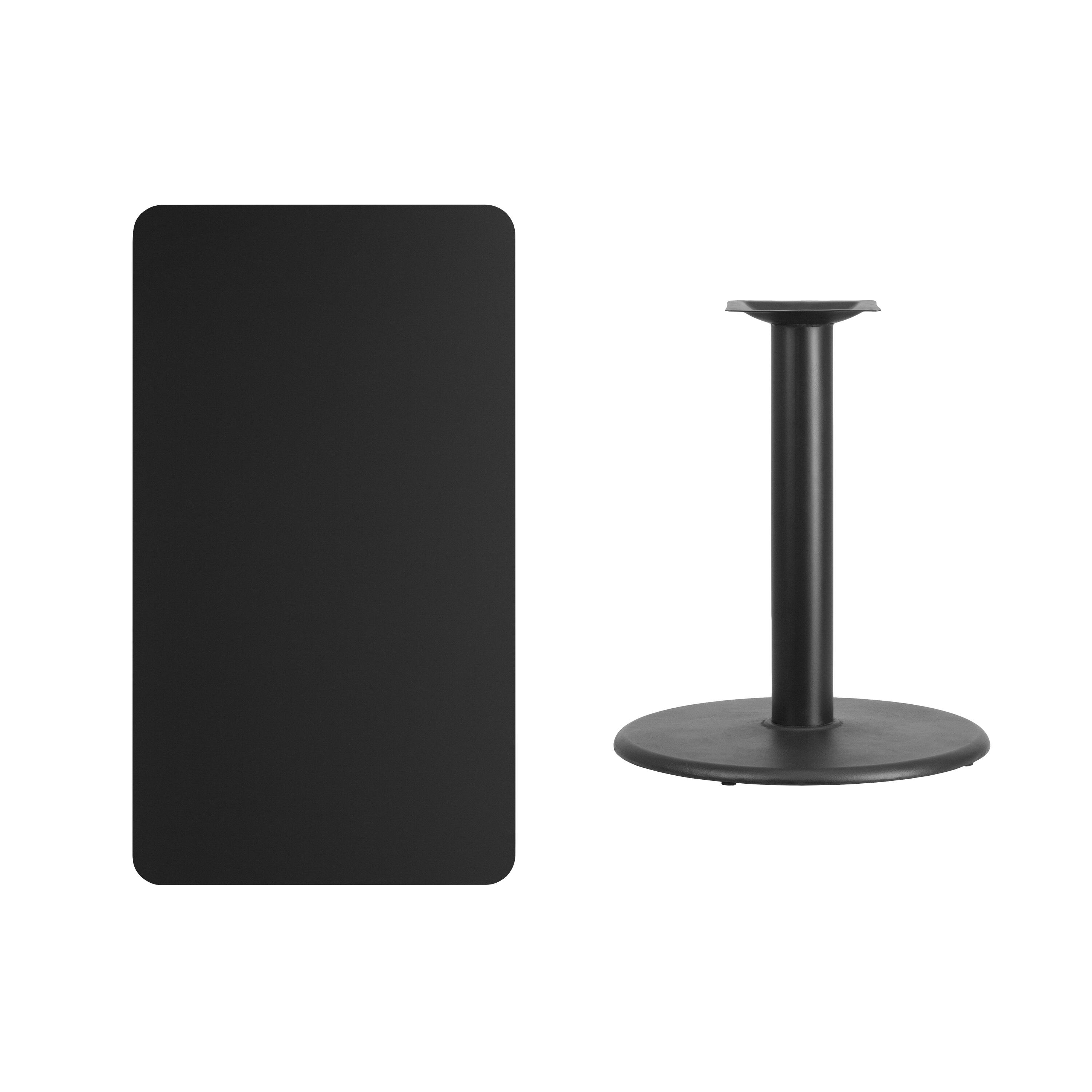 Alt View 2. Emma + Oliver - 24"x42" Rectangular Laminate Table with 24" Round Table Base - Black.