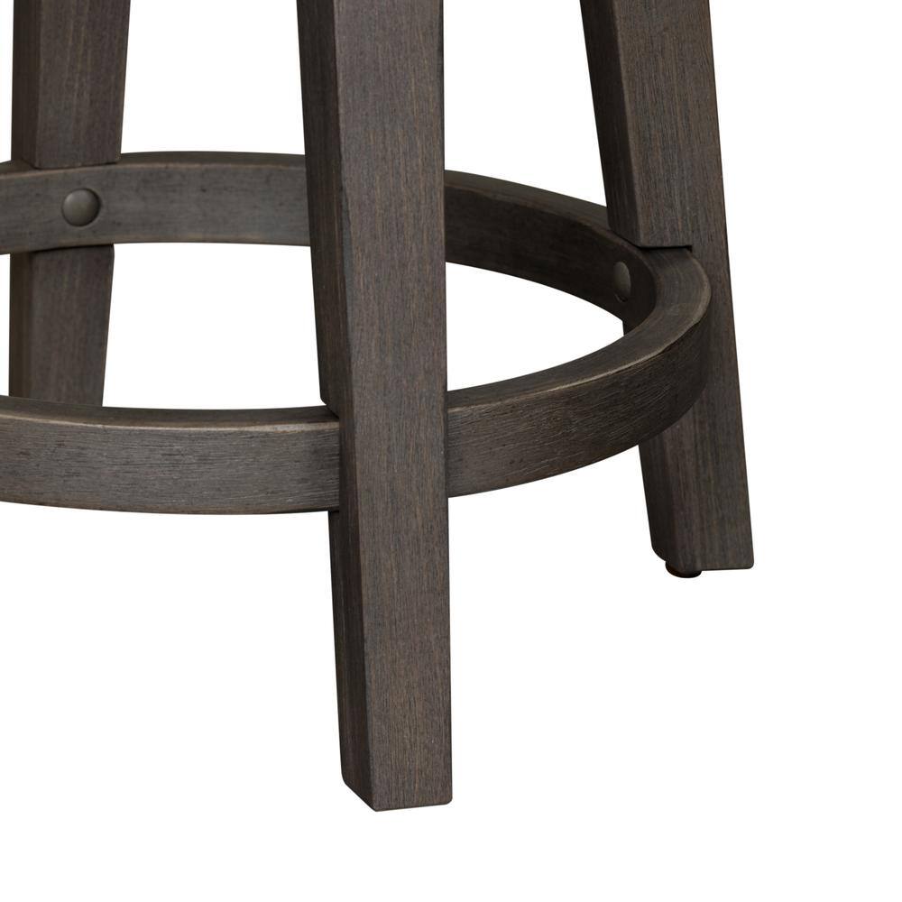Left. Liberty Furniture Industries - Modern Farmhouse Console Swivel Stool in Dusty Charcoal w/ Heavy Distressing - Gray.