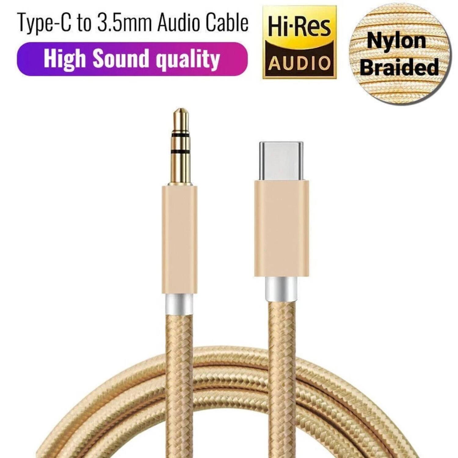 Type-C to 3.5mm Audio Cable  
High Sound quality  
Hi-Res AUDIO  
Nylon Braided
