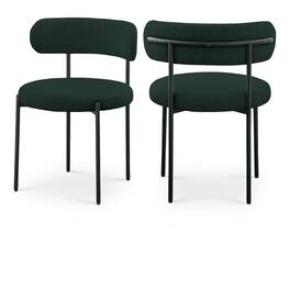Meridian Furniture - Beacon Boucle Fabric Dining Chair, Set of 2 - Green