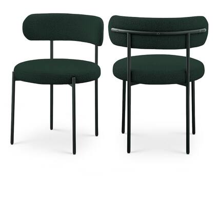 Front. Meridian Furniture - Beacon Green Boucle Fabric Dining Chair, Set of 2 - Green.