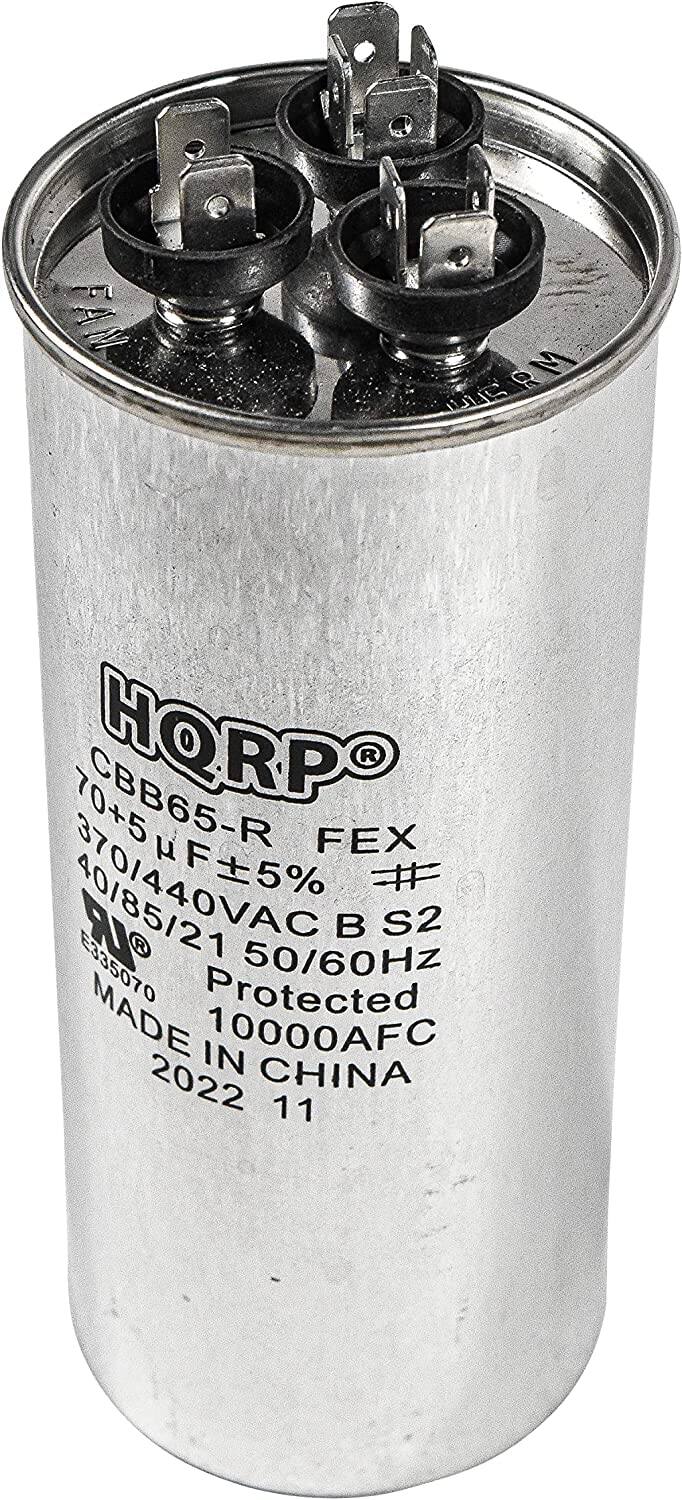 FAN 1S Ma Q  
70+5 CBB65-R HQRPO  
FEX F+5%  
# 40/85/21  
6335070  
50/60Hz  
S2 MADE Protected  
10000AFC  
2022 CHINA  
11

HQRPO  
CBB65-R  
70+5 µF ±5%  
40/85/21  
50/60Hz  
Protected  
10000AFC  
MADE IN CHINA  
2022 11