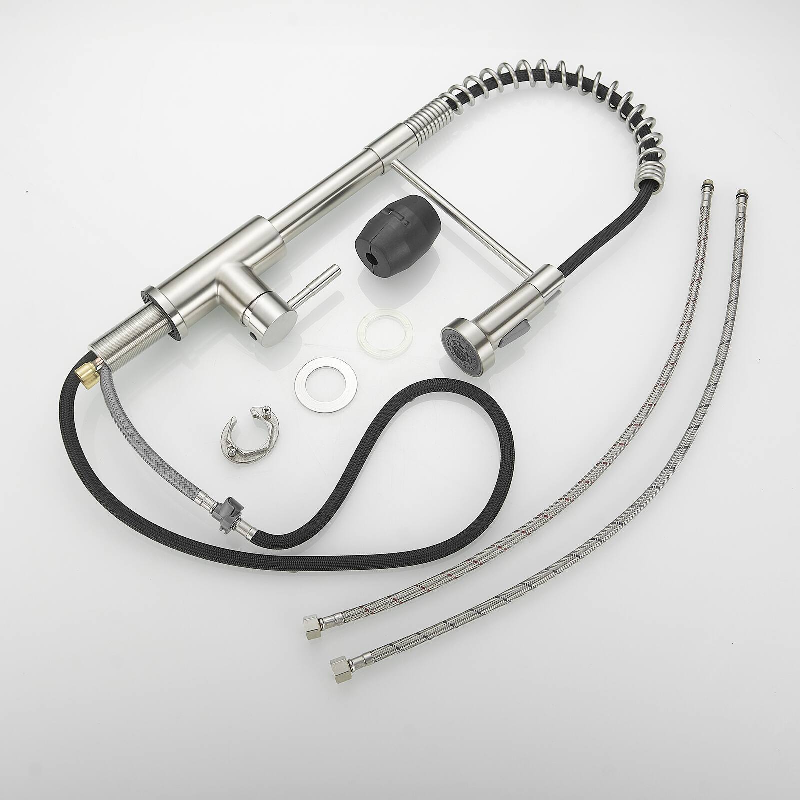 Back. APRILSOUL - Commercial Brushed Nickel Kitchen Faucet with Pull Out Sprayer Single Handle Single Lever Kitchen Sink Faucet - Brushed Nickel.