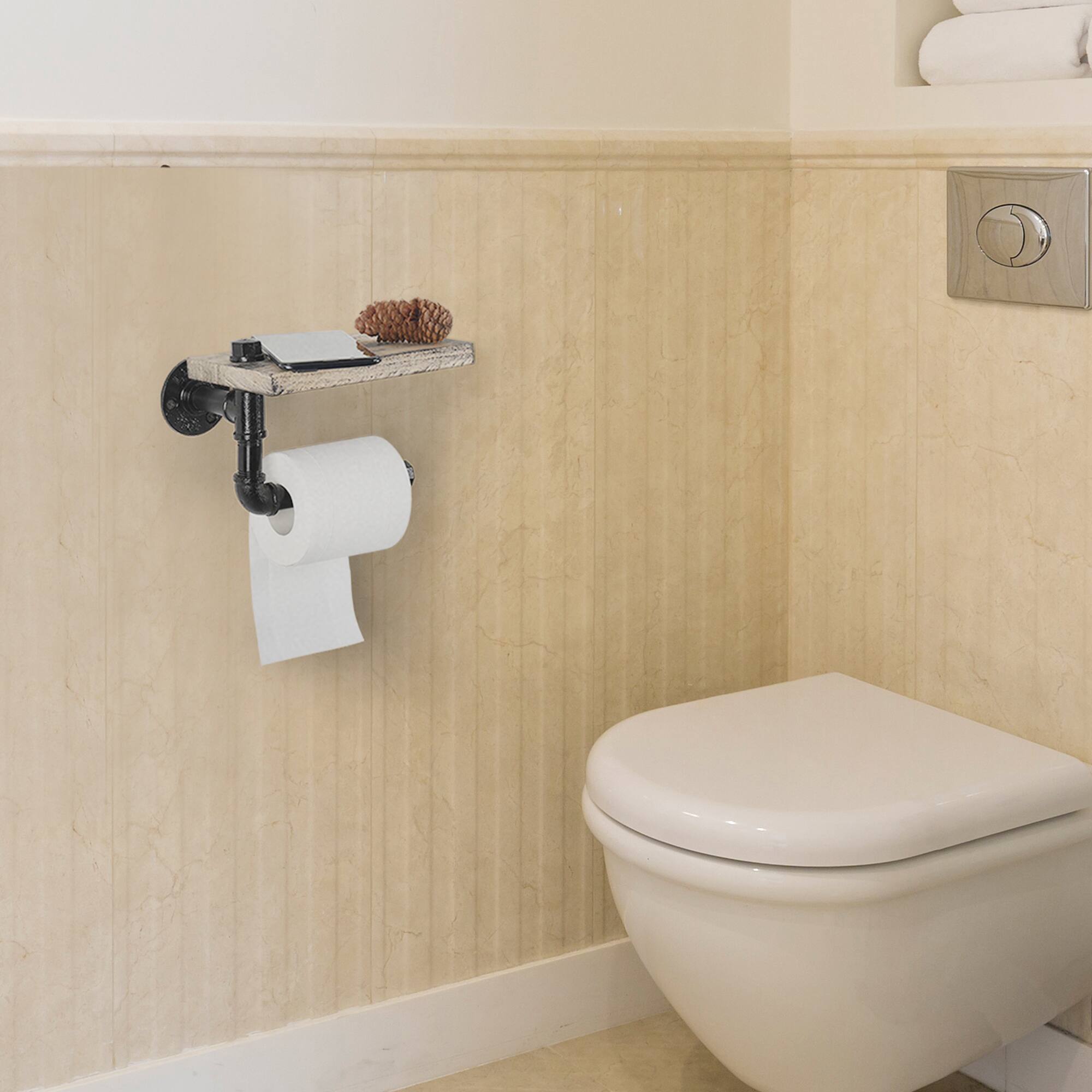 Oumilen Industrial Pipe Single Paper Towel Holder with Rustic Brown ...