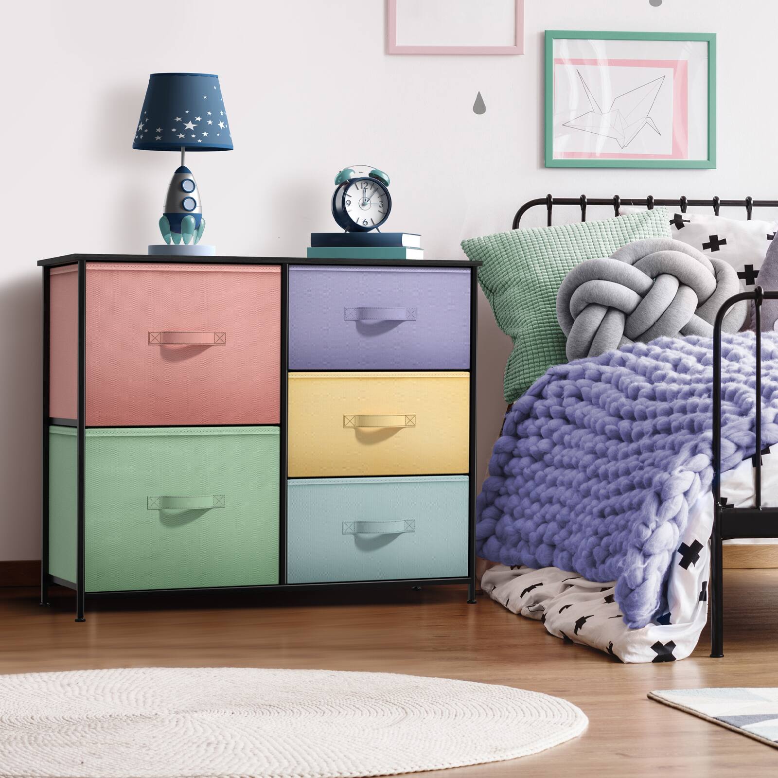 Alt View 1. Sorbus - Sorbus Kids Dresser with 5 Drawers, Storage Chest Organizer Unit with Steel Frame, Wood Top & Handle - Pastel Black.