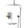Front. Boyel Living - Brushed Nickel 12-Inch Rain Shower System Brass SUS304 3-Function Valve Waterfall Spout cUPC - Brushed Nickel.