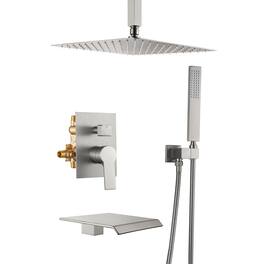 Boyel Living - 12-Inch Rain Shower System Brass SUS304 3-Function Valve Waterfall Spout cUPC - Brushed Nickel