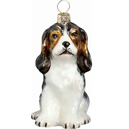 Front. Joy to the World Collectibles - Joy to the World Tri Color Cavalier King Charles Spaniel Puppy Polish Glass Christmas Ornament - Multicolor.