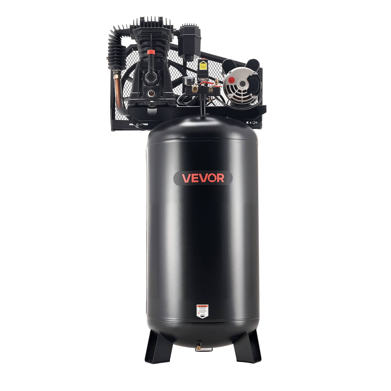 Alt View 5. VEVOR - 60 Gallons Heavy-Duty Air Compressor,5HP 12 SCFM at 90PSI Air Compressors Max 145PSI Pressure, Oil-Lubricated Compressor - Black;Orange.