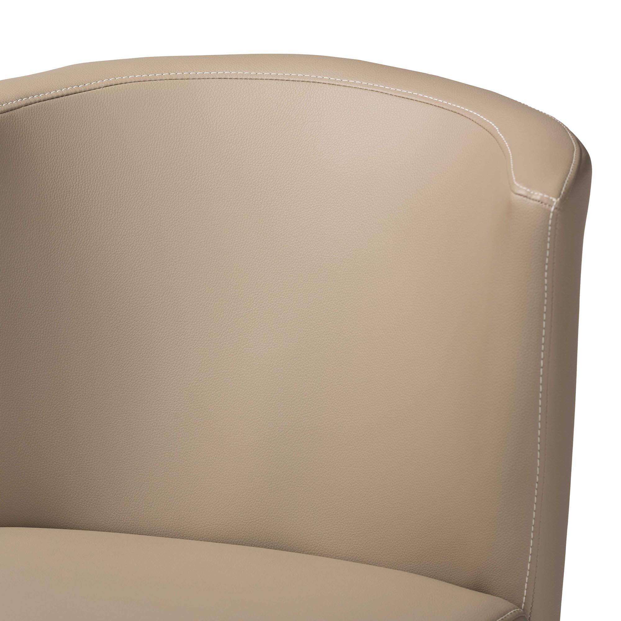 Back. Baxton Studio - Olivia Mid-century Modern Scandinavian Style Walnut Wood Faux Leather Pub Stool - "Walnut" Dark Brown.