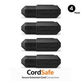 CordSafe - Plus Extension Cord Safety Cover, Water Resistant Plug Protector, Made in the USA, 4-Pack - Black