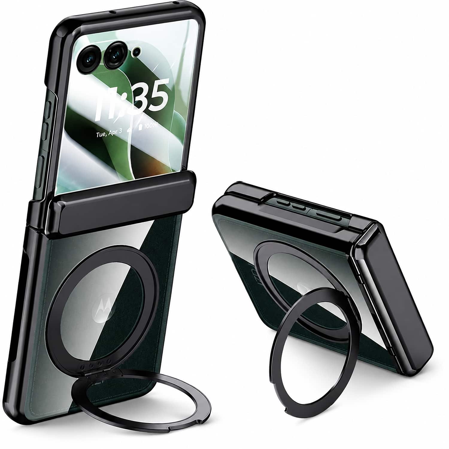 Dteck - for Motorola Razr Ultra 2026/2025 Case with Hinge Protection, Built-in Screen Cover Rotatable Magnetic Ring Stand - Black price history on PriceWatchPro