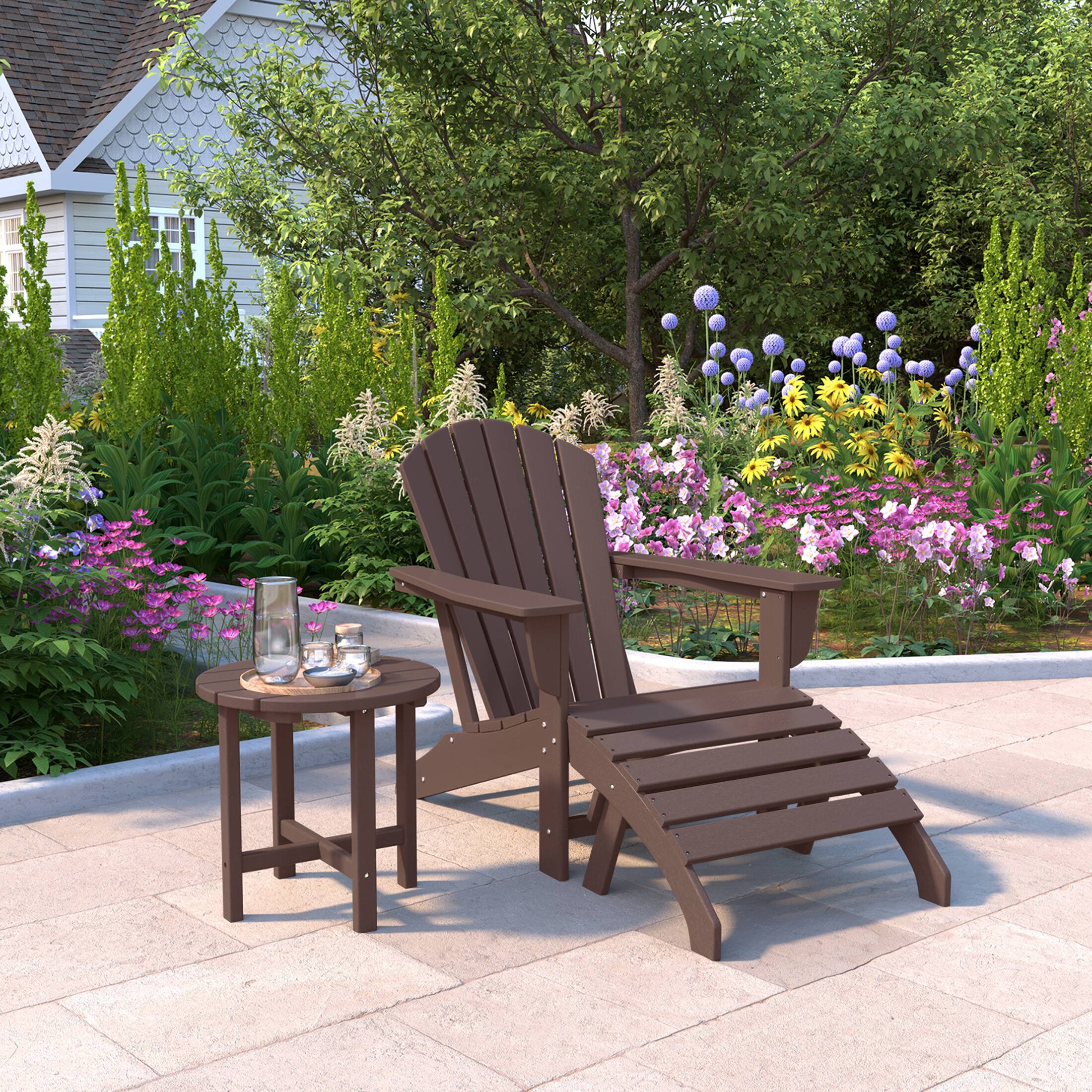 Angle. WestinTrends - WestinTrends Dylan Outdoor Adirondack Chair With Ottoman And Side Table 3-Piece Set - Dark Brown.