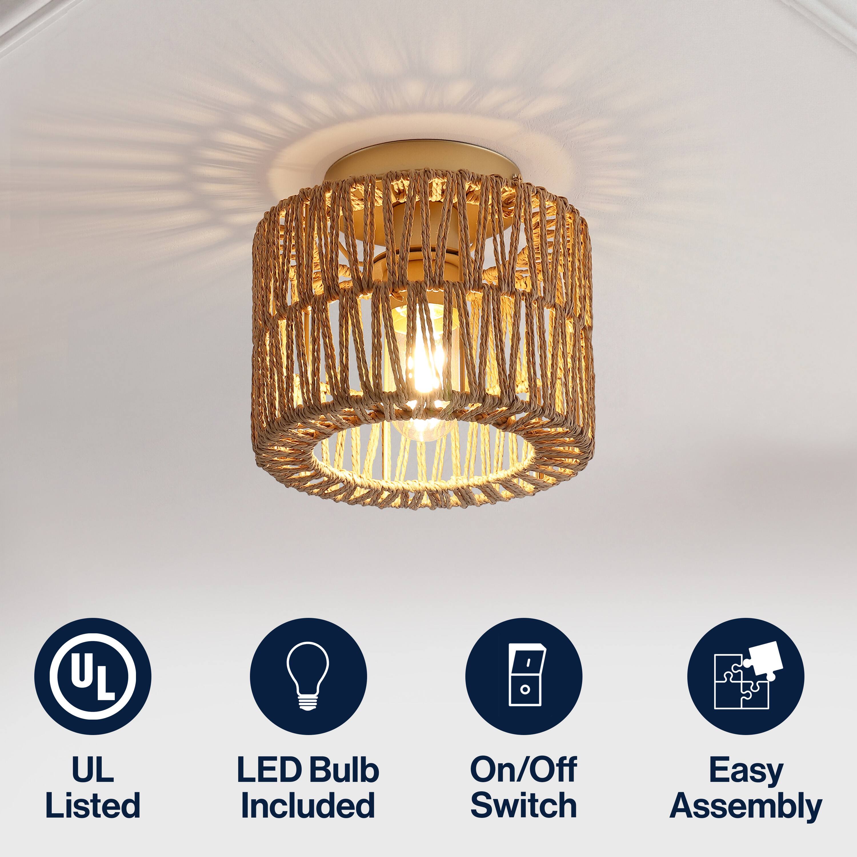 UL Listed  
LED Bulb Included  
On/Off Switch  
Easy Assembly