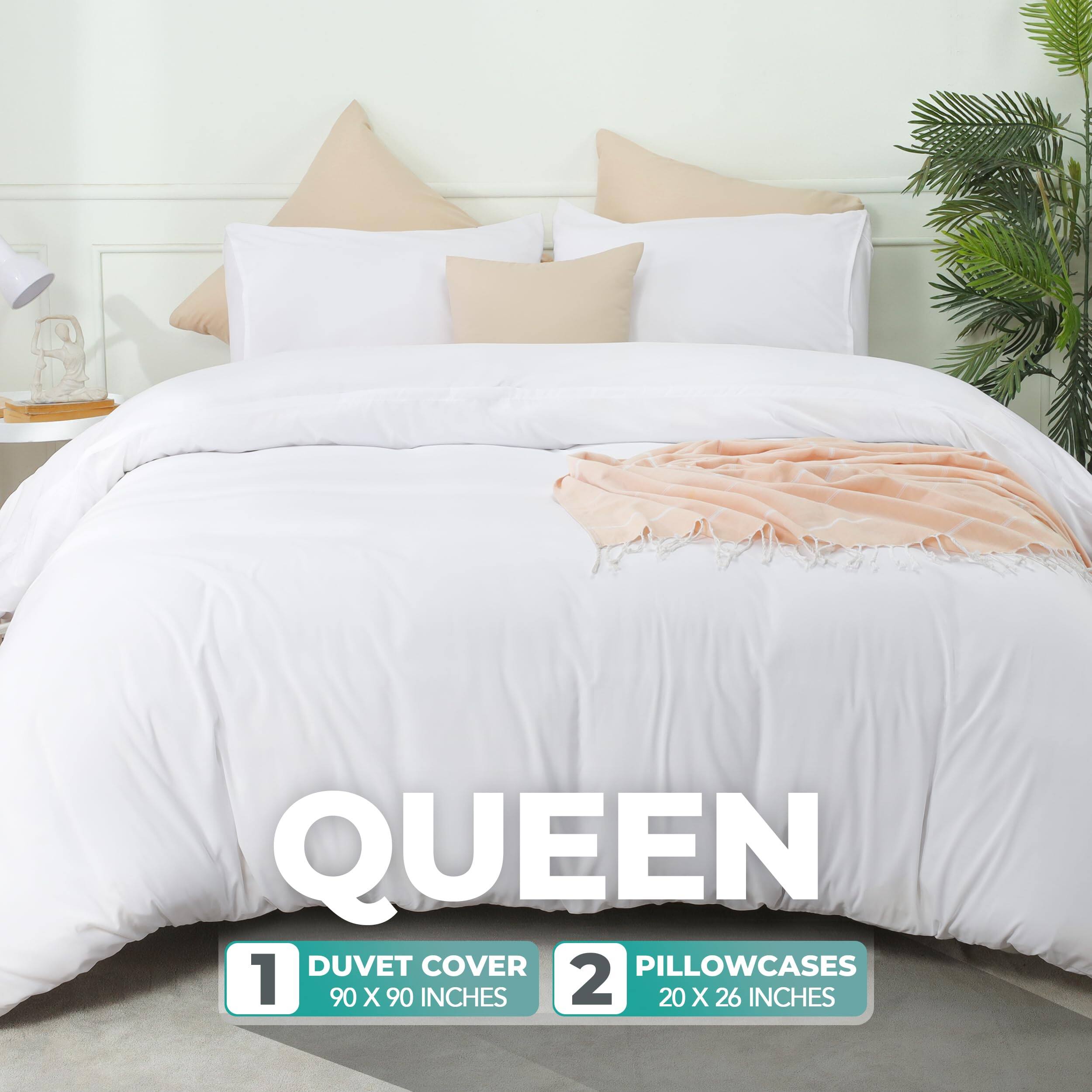 QUEEN DUVET COVER 90 X 90 INCHES  
PILLOWCASES 20 X 26 INCHES