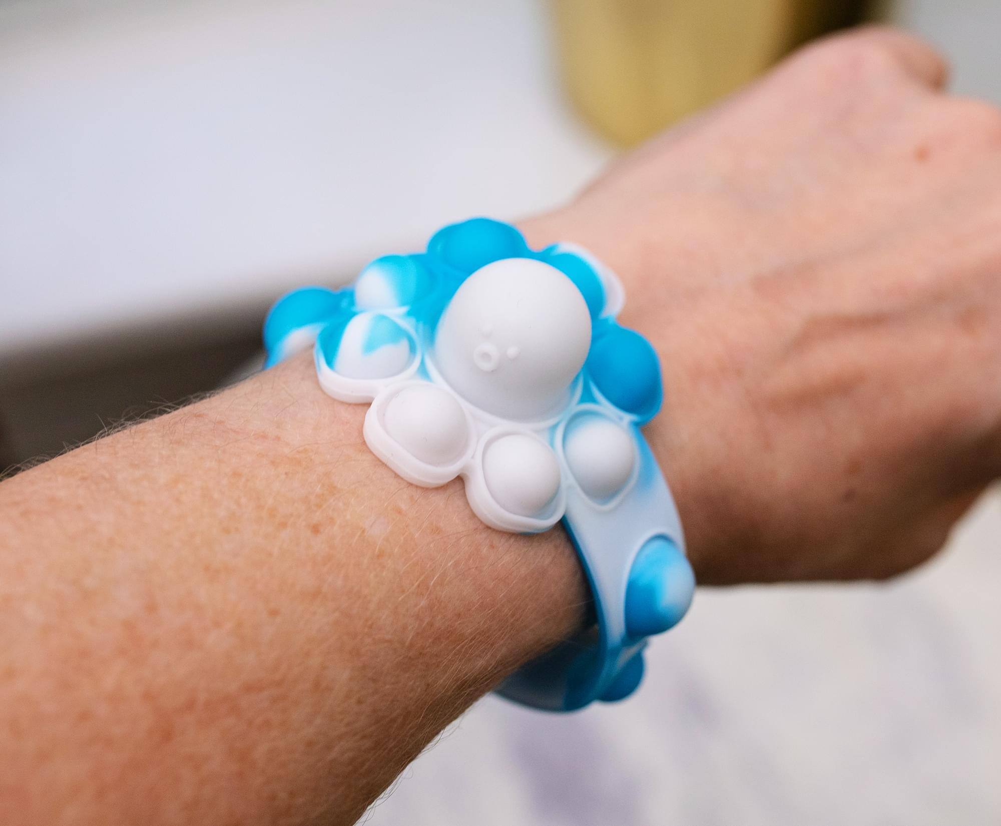 Alt View 10. Toynk - Pop Fidget Toy 13-Button Blue and White Flower Bracelet Accessory - Blue/White.