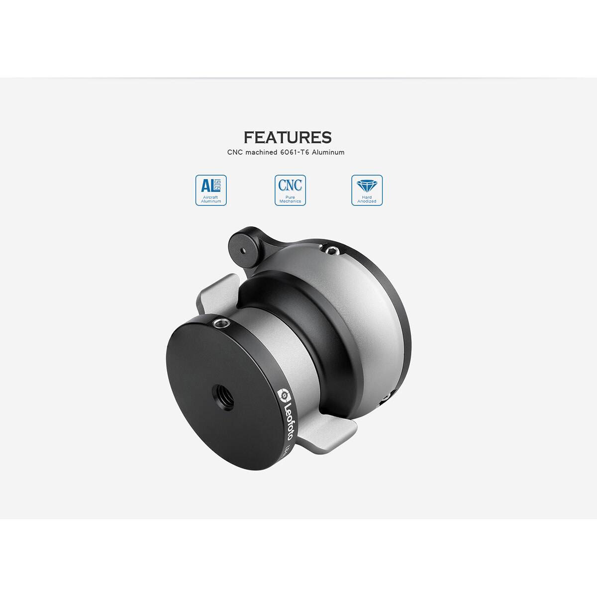 FEATURES  
CNC machined 6061-T6 Aluminum  
AI 6061 Ainoraft Aluminum  
CNC Pure Mechanics  
016 Anodized  
Leofoto