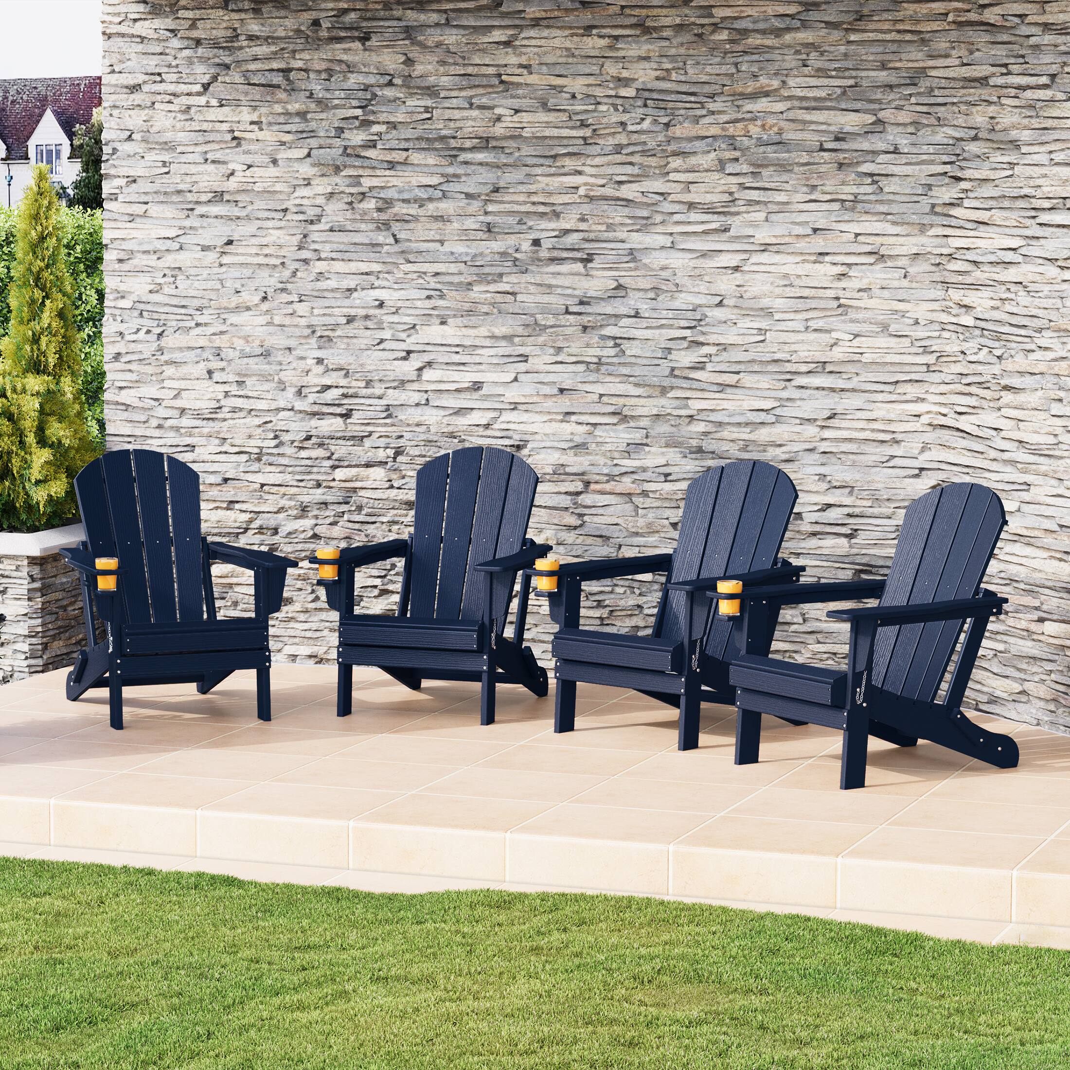 WestinTrends Nantucket Outdoor Patio HDPE Resin Folding Adirondack ...