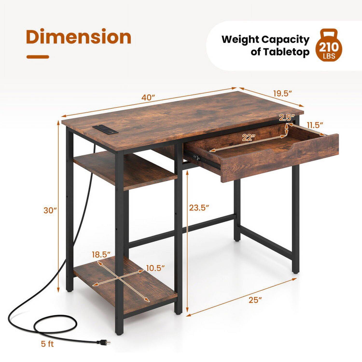 Dimension  
Weight Capacity of Tabletop: 210 LBS  
40" x 19.5" x 22" x 2.5" x 11.5" x 30" x 23.5" x 18.5" x 10.5" x 25" x 5 ft