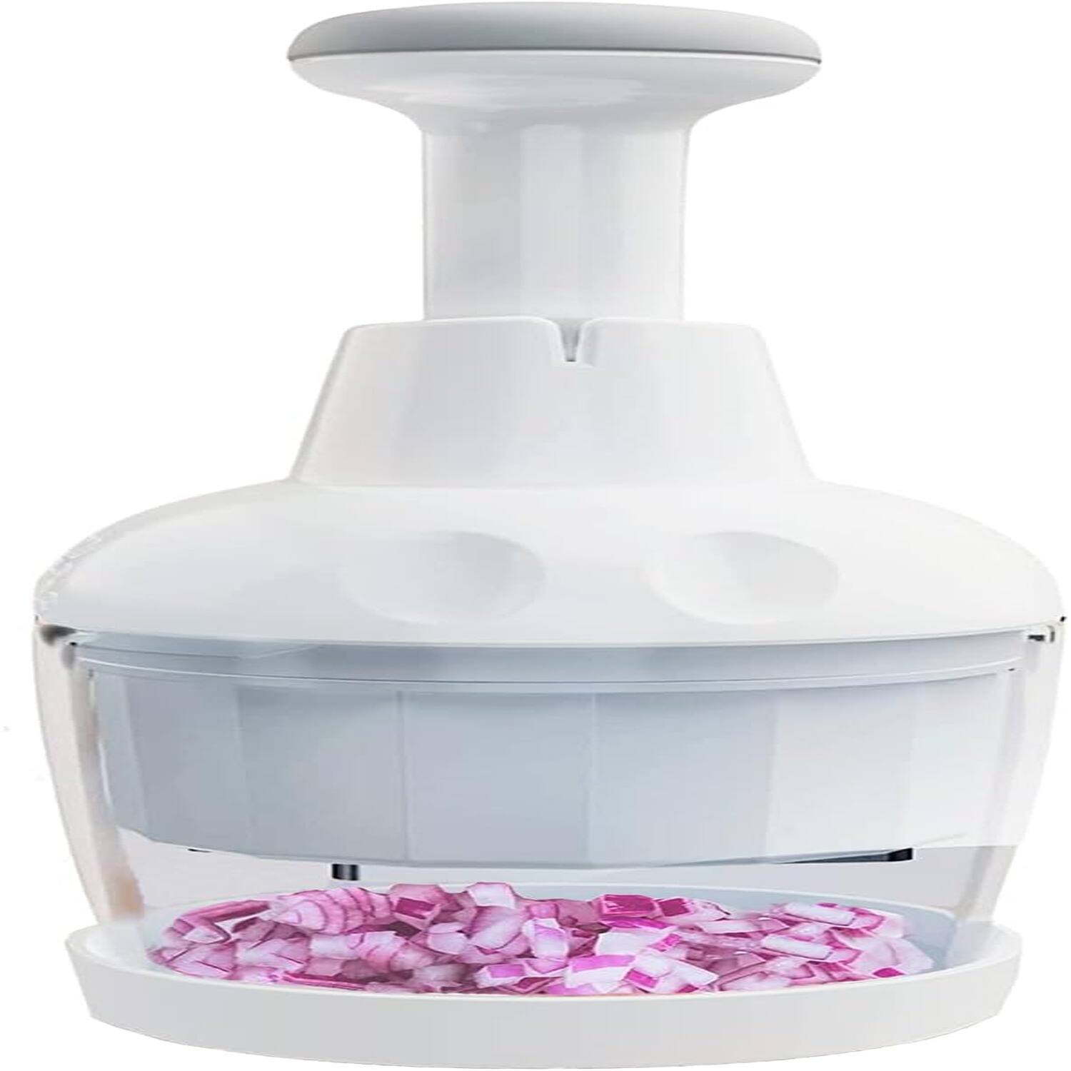 PARKER SLATER - Pampered Chef Food Chopper – Manual Veggie, Onion, Garlic & Nut Cutter, Easy Clean, Dishwasher Safe - White