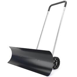 Outsunny - Extra Wide Snow Shovel with Wheels - Black