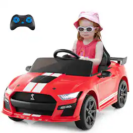 Gymax - 12V Kids Ride on Car Licensed Ford Mustang Shelby GT500 w/ Remote Control - Red