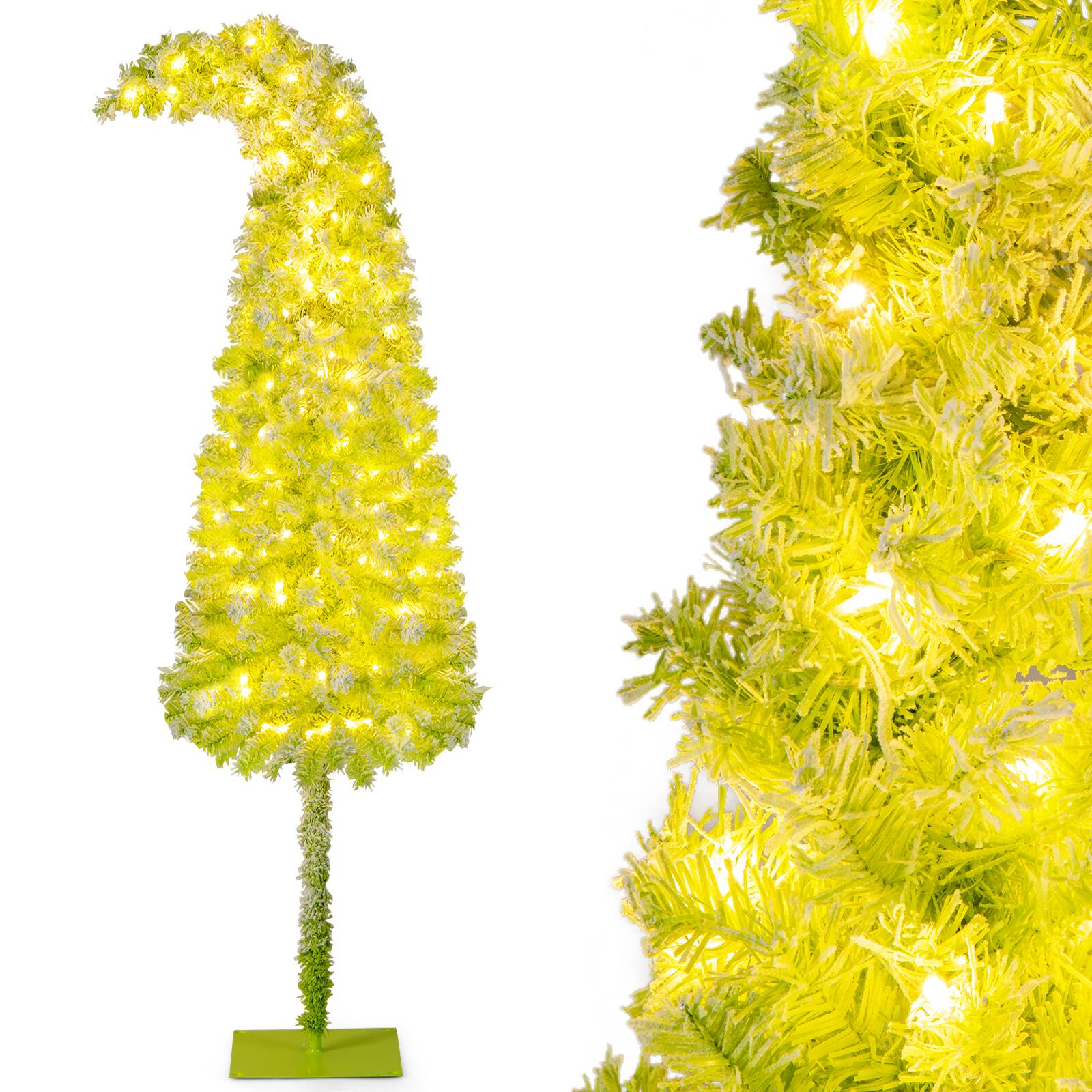 Alt View 9. Costway - Costway 7 FT Bendable Christmas Tree with Bendable Top, 366 Branch Tips, 160 Warm White LED Lights - Green.