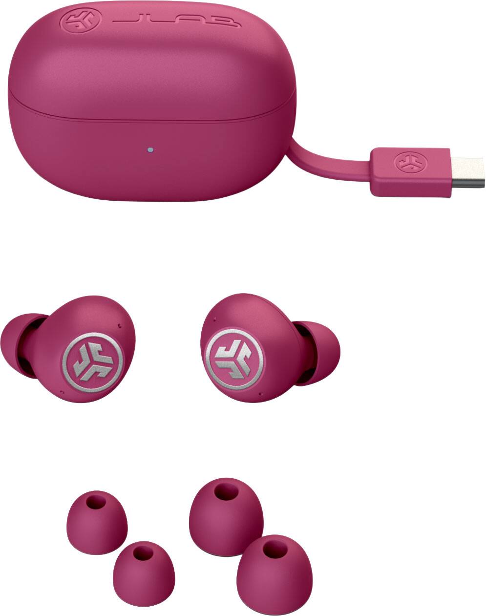 Alt View 1. JLab - Go Pop ANC True Wireless In-Ear Bluetooth Earbuds - Fuchsia.