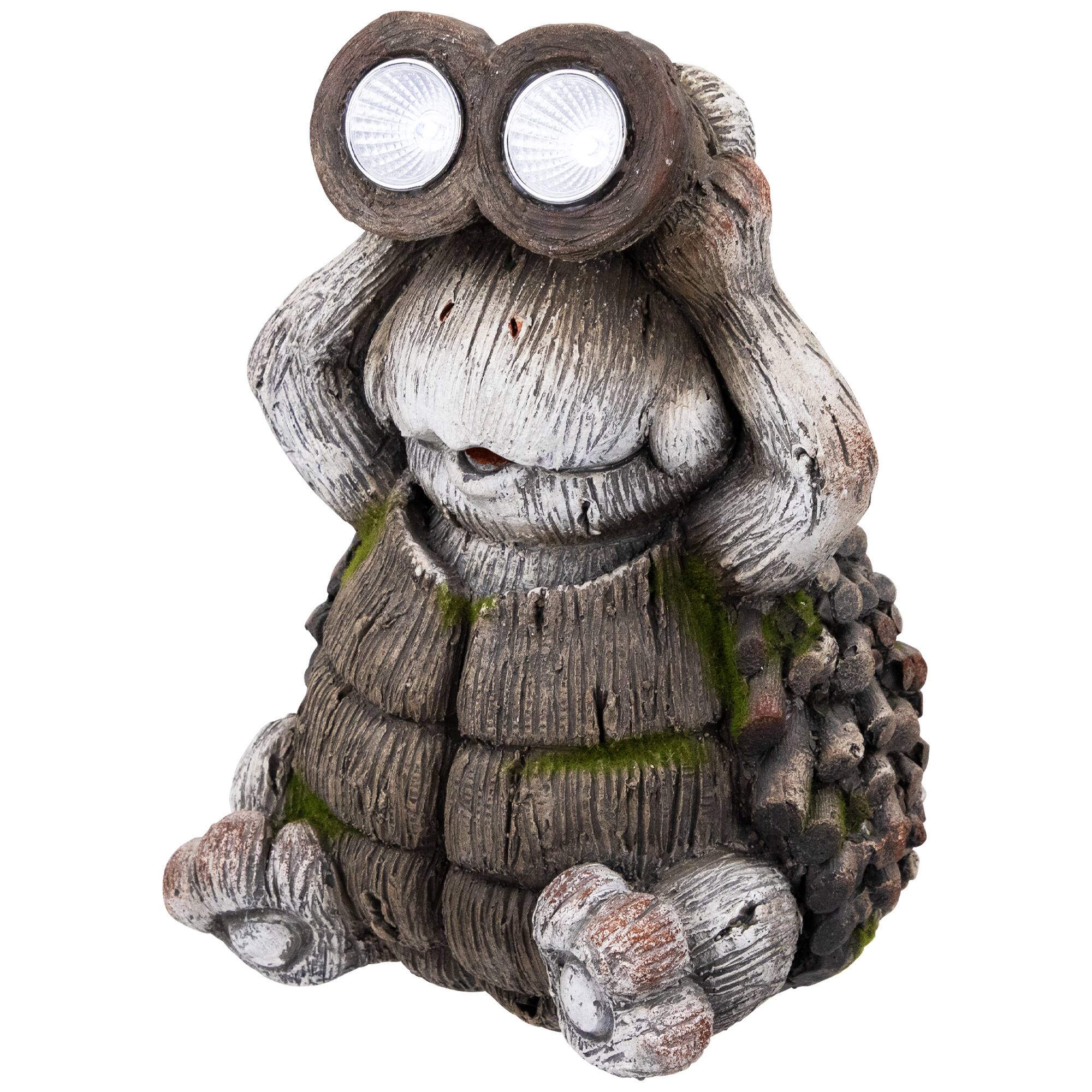 Alt View 4. Northlight - Turtle with Binoculars Outdoor Solar Lighted Garden Statue - 11.5" - Gray.