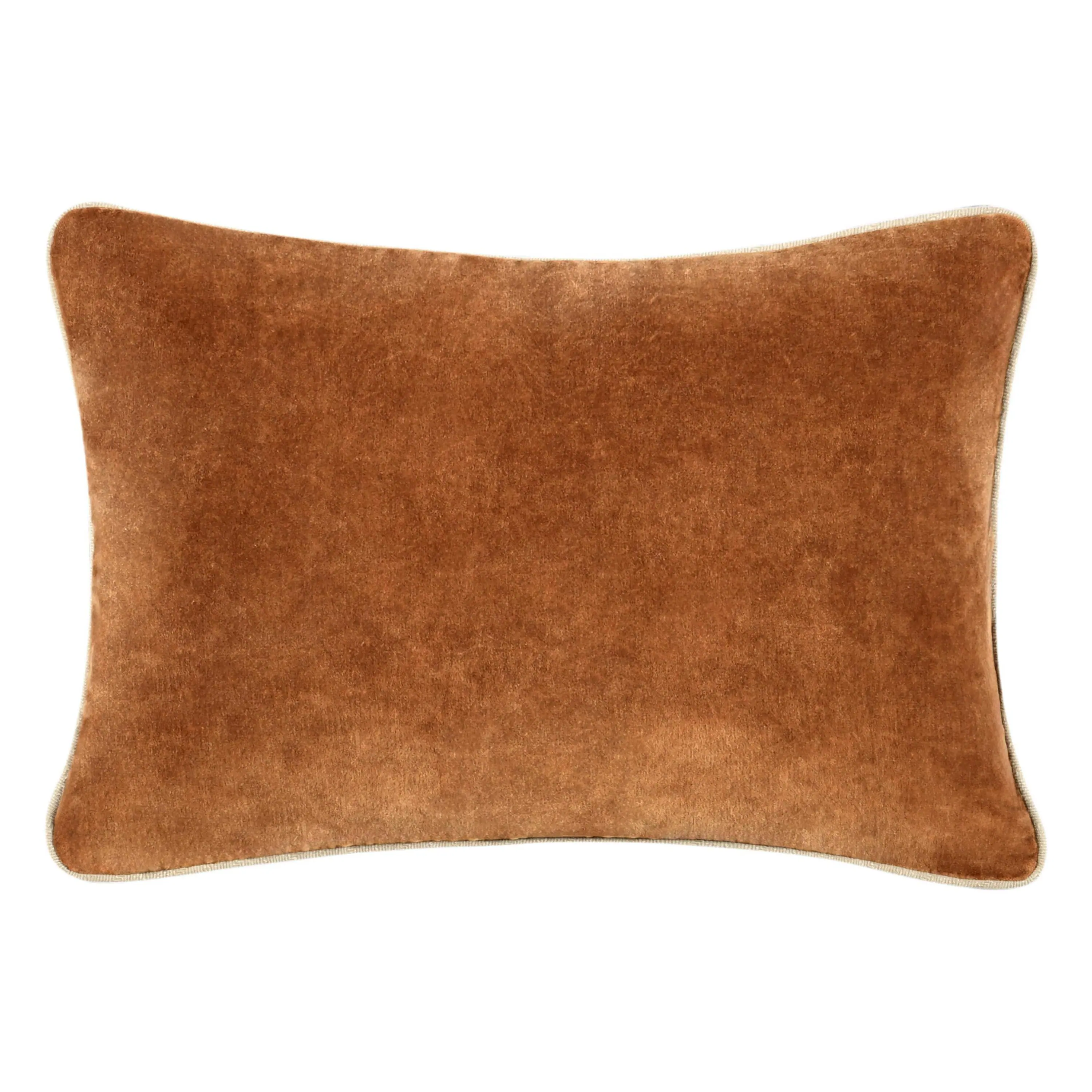 Front. Manhattan Lane - Hillary Lumbar Throw Pillow, 14x20 Inch  Cotton Velvet Reversible - Hazel Brown.