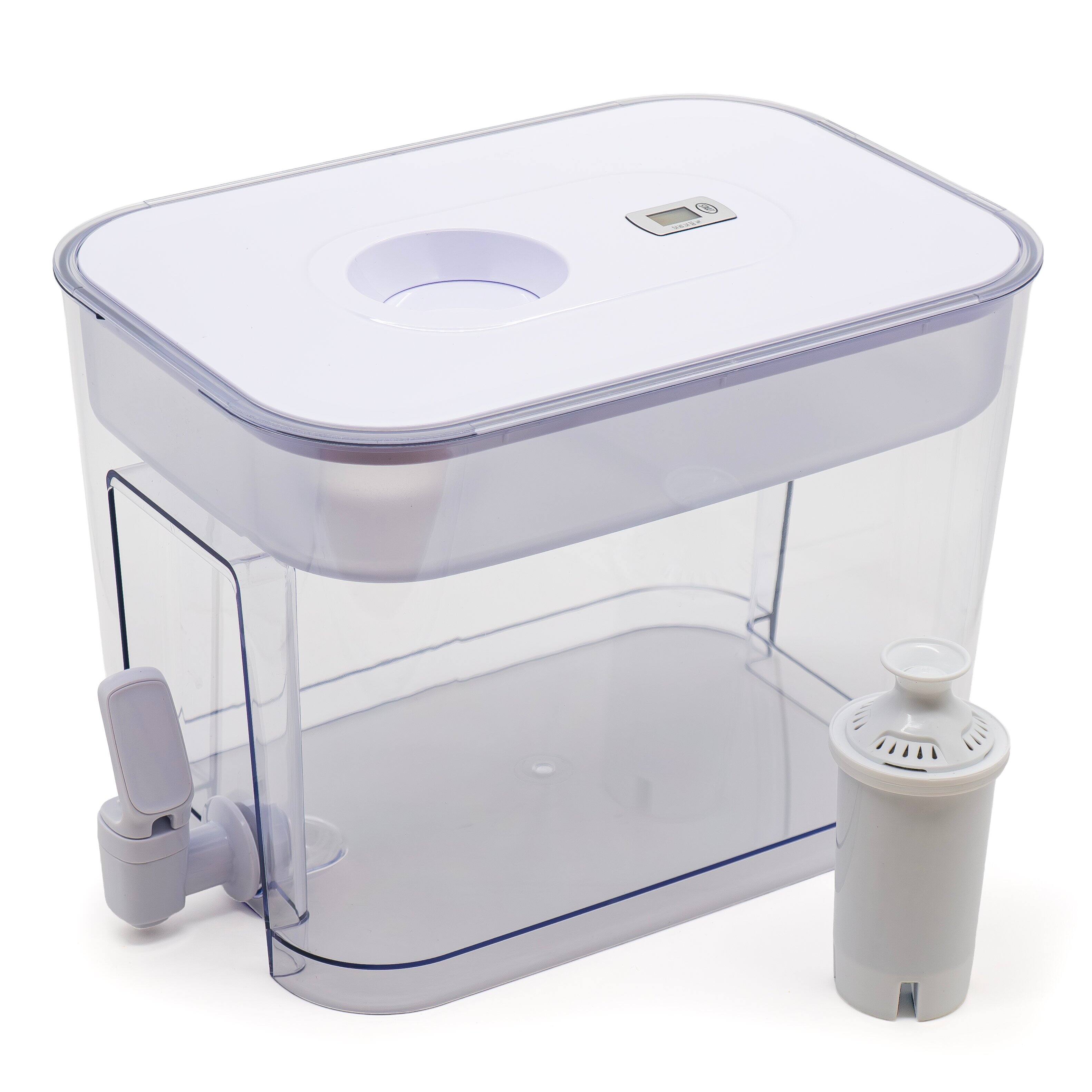 Left. FC Design - Freco 35cup/8.5L XL Water Filter Pitcher Dispenser with 1 Filter, NSF42/53 Certified, Brita filter compatible, BPA Free.