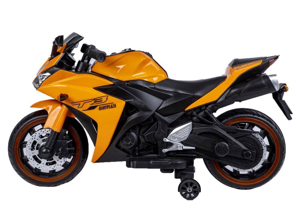 Alt View 2. BreeBe - 12V Kids Electric Motorcycle ride on Toy w/ Training Wheels, Manual Throttle, Lighting Wheels for Ages 3–6 Boys & Girls - Orange.