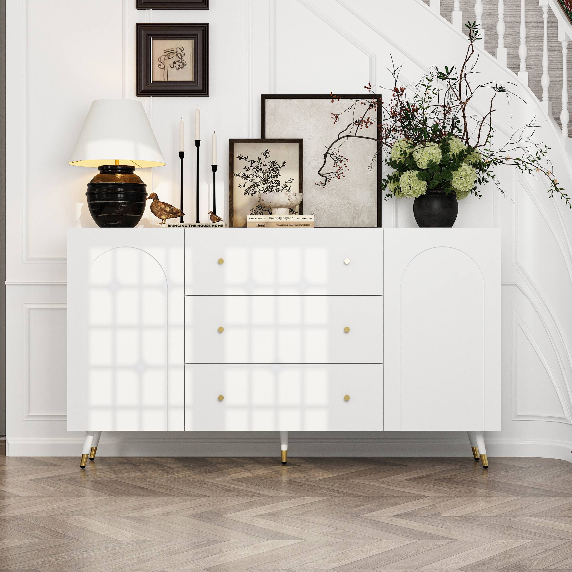 FUFU & GAGA FUFU&GAGA Console Cabinet Mid Century, Gold