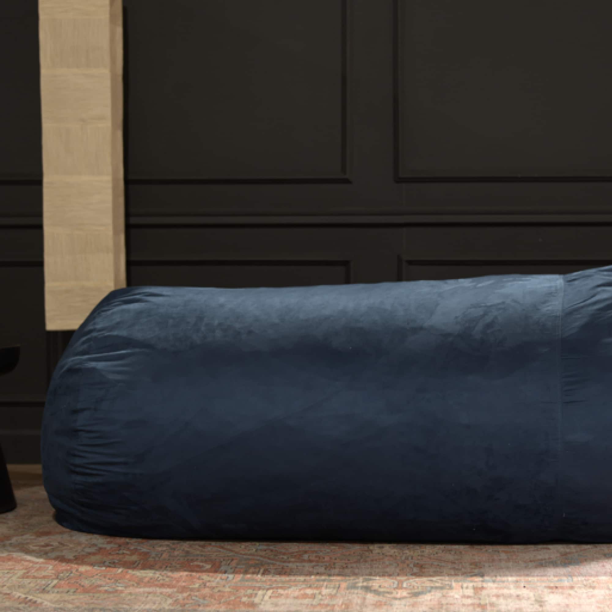 GOODSILO - Traditional 8 Foot Suede Cylindrical Bean Bag Chair for Living Room and Bedroom Comfort - Blue Solid