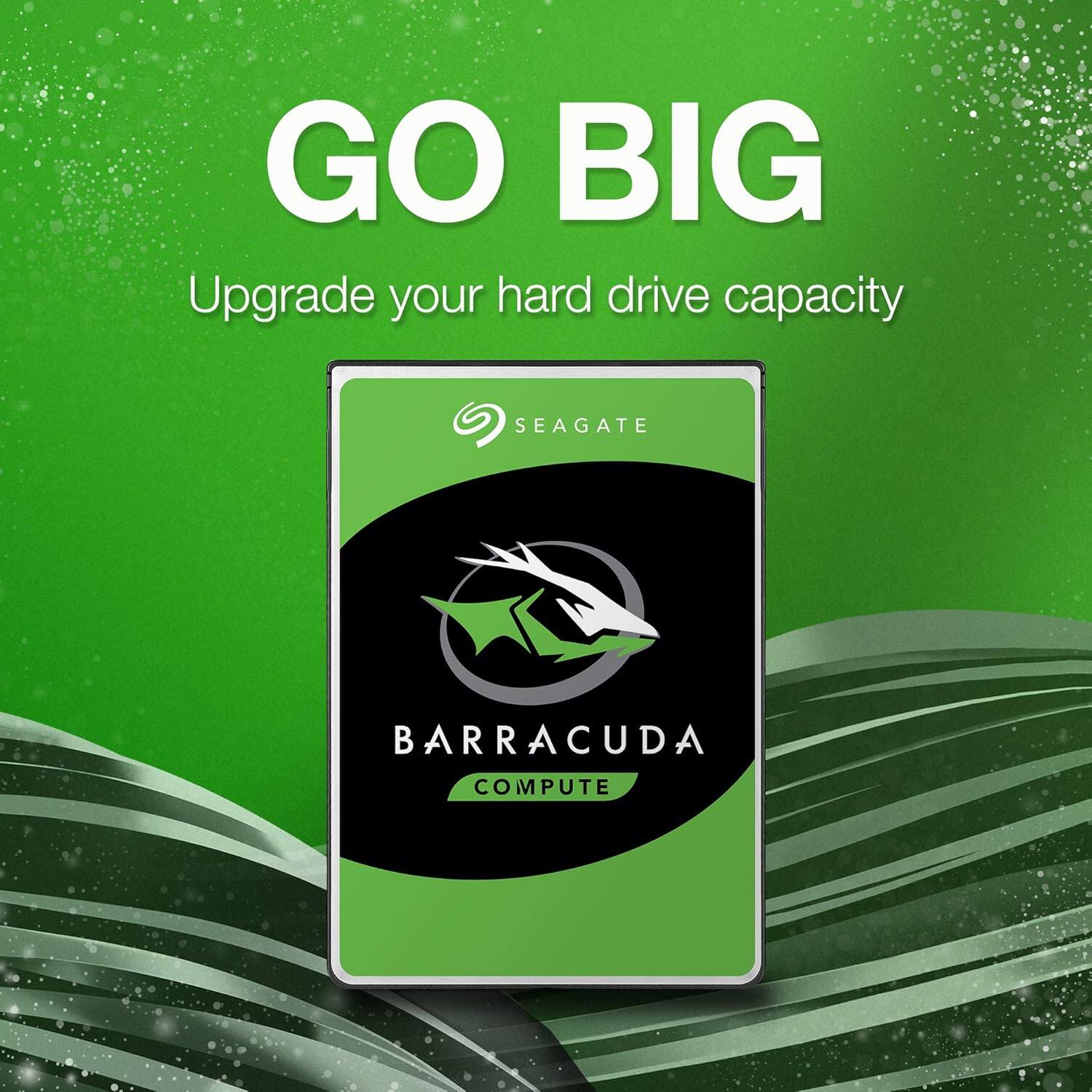 GO BIG  
Upgrade your hard drive capacity  

SEAGATE  
BARRACUDA  
COMPUTE