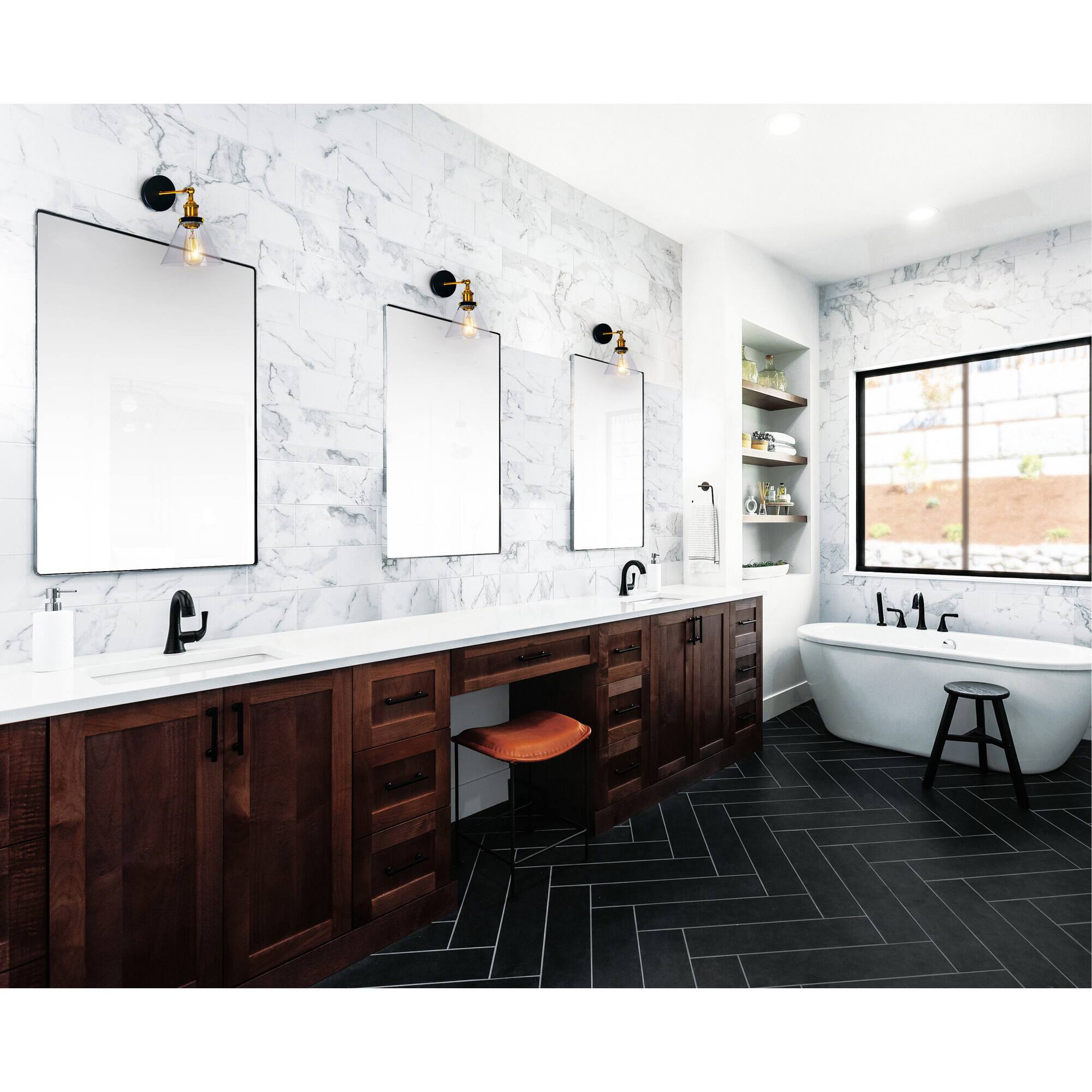 Alt View 3. CWI Lighting - Eustis 1 Light Wall Sconce With Black & Gold Brass Finish - Black & Gold Brass.