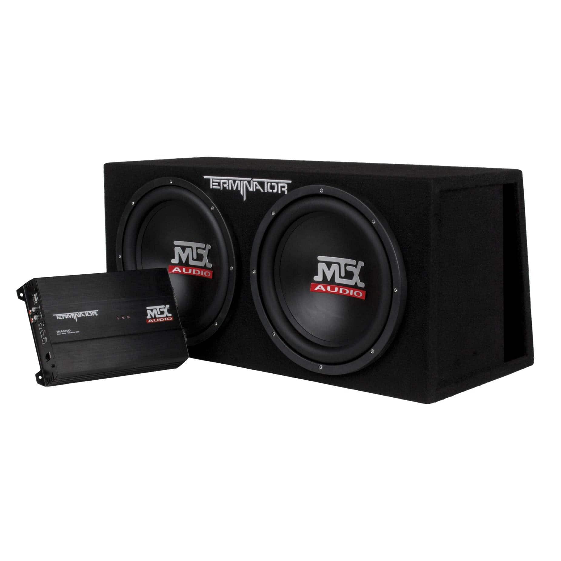 MTX - TNP212DV 12-Inch 2000-Watt Dual Loaded Subwoofer Enclosure with Amplifier - Black