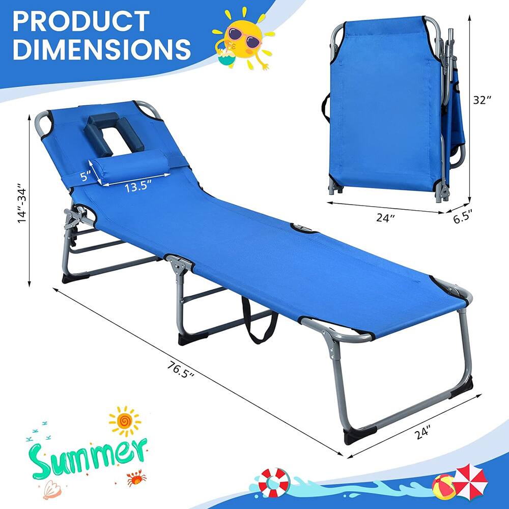 PRODUCT DIMENSIONS

- Length: 76.5"
- Width: 24"
- Height (when folded): 32"
- Seat Height: 14"-34"
- Seat Width: 24"
- Armrest Height: 5"
- Armrest Width: 13.5"
- Folded Width: 6.5"

Summer