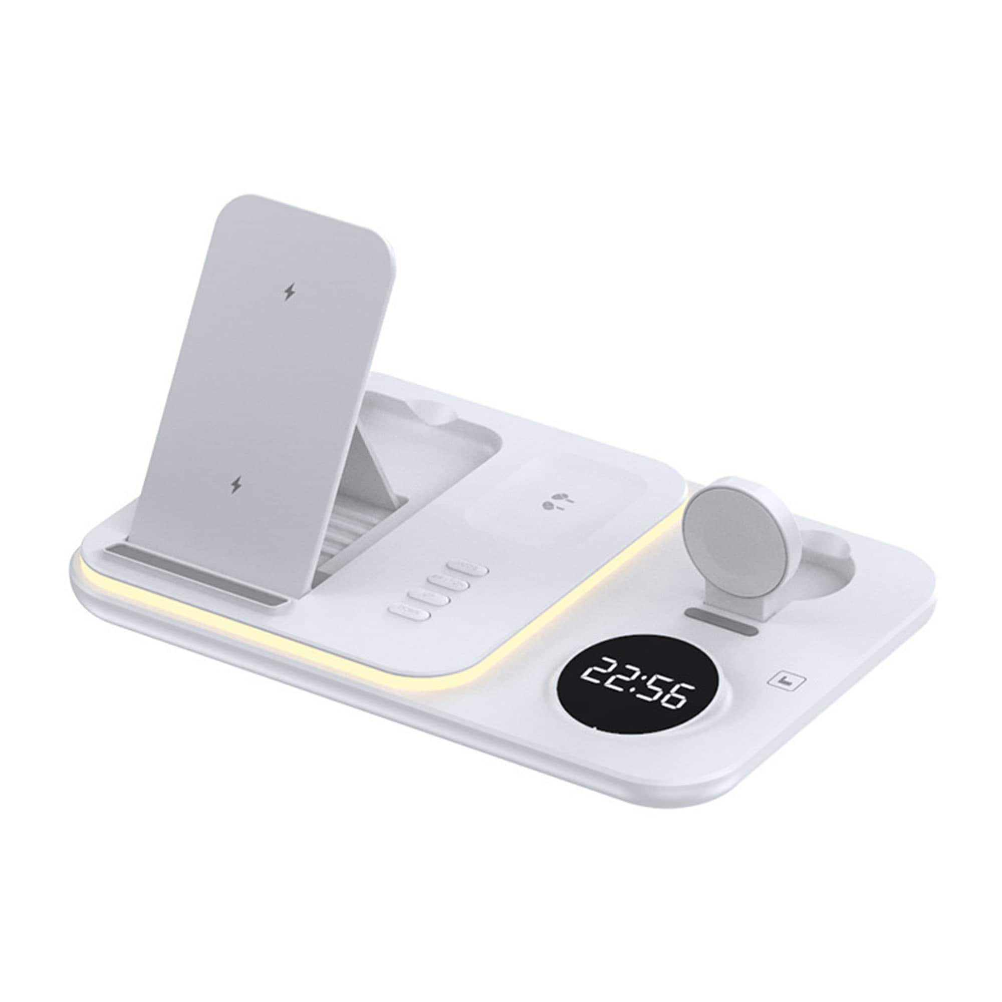 YONWAY - Foldable Wireless Charger with LED Light and Alarm Clock, Fast Charging Dock for iPhone, Watches, Airpods