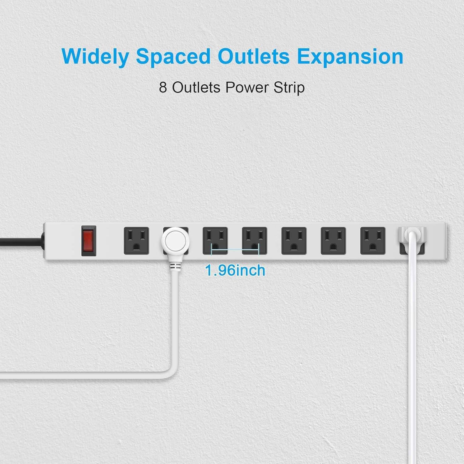Widely Spaced Outlets Expansion
8 Outlets Power Strip
1.96inch