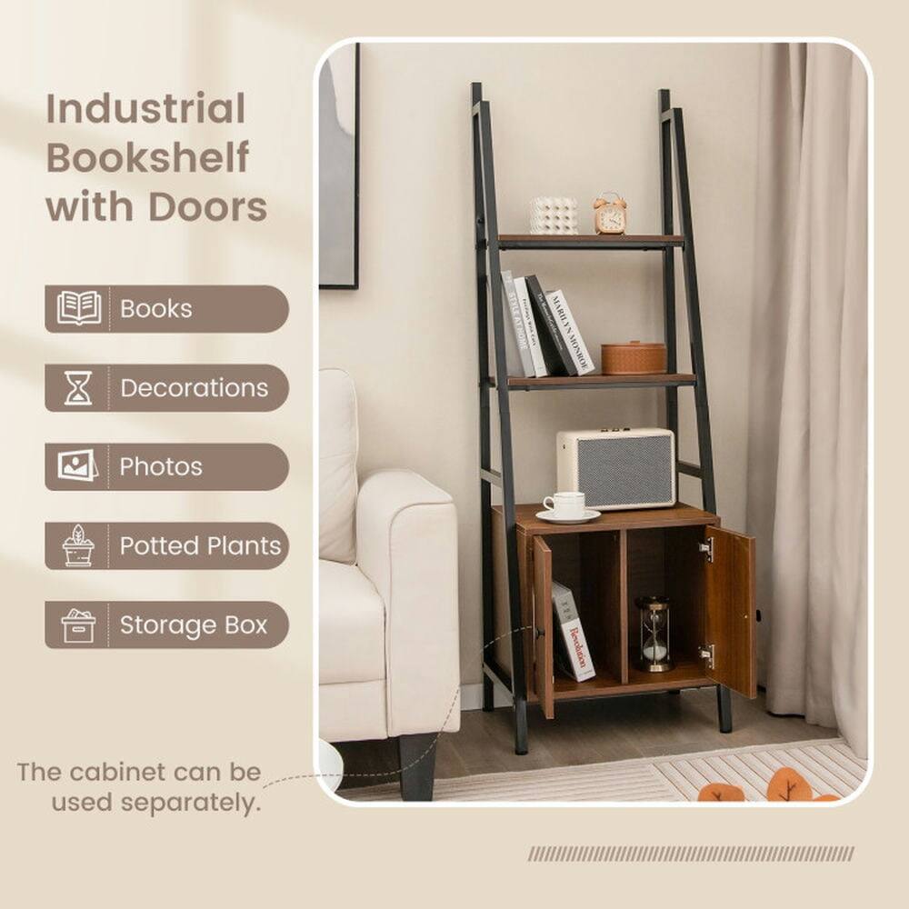 Industrial Bookshelf with Doors  
Books  
Decorations  
Photos  
Potted Plants  
Storage Box  

The cabinet can be used separately.