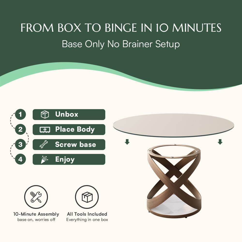 FROM BOX TO BINGE IN 10 MINUTES  
Base Only No Brainer Setup  

1. Unbox  
2. Place Body  
3. Screw base  
4. Enjoy  

10-Minute Assembly  
base on, worries off  

All Tools Included  
Everything in one box