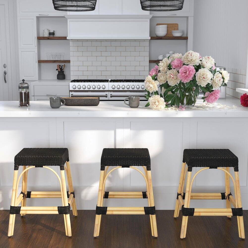 Alt View 4. Butler Specialty - Robias Rectangular Rattan 24.5" Counter Stool - Black.